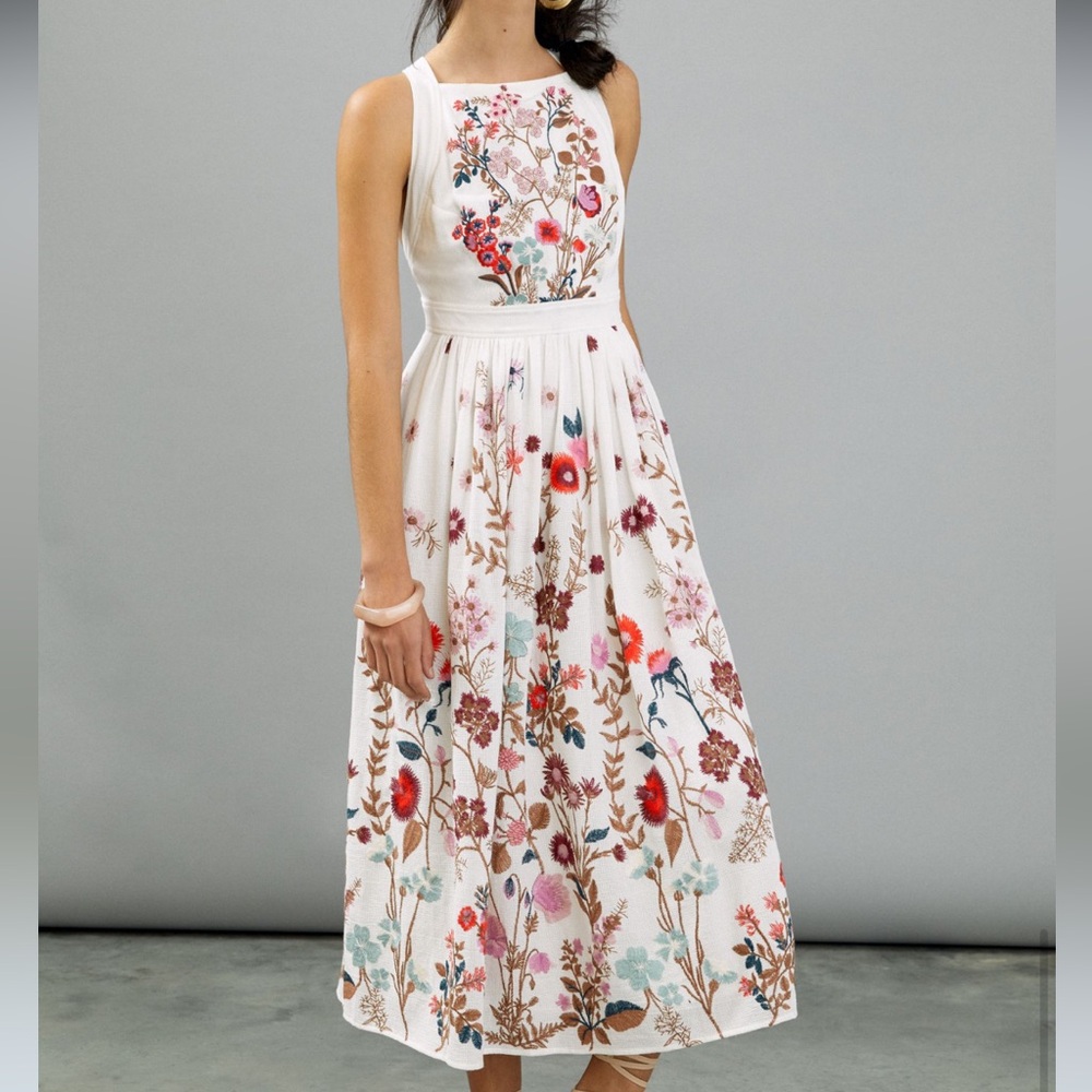 Anthro Eularia Embroidered Sun Dress